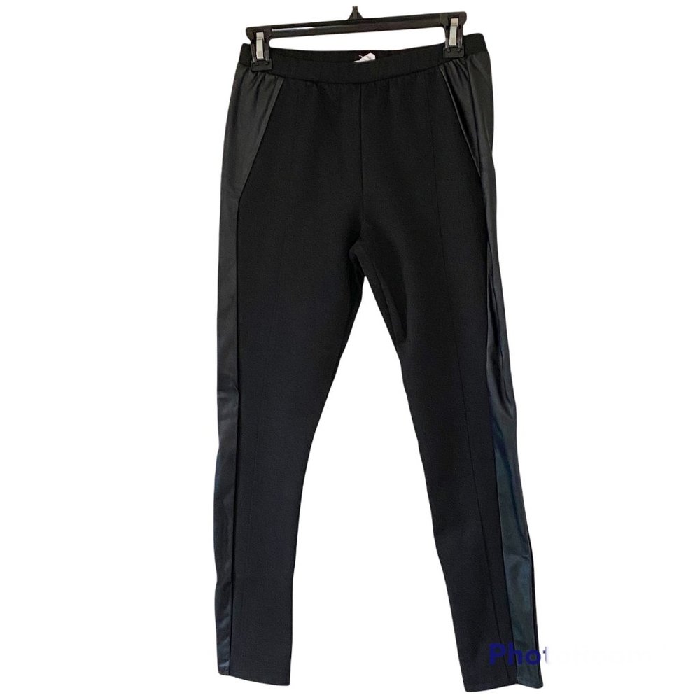 BCBGeneration Leggings with Faux Leather Paneling Black Size Small - Picture 2 of 12